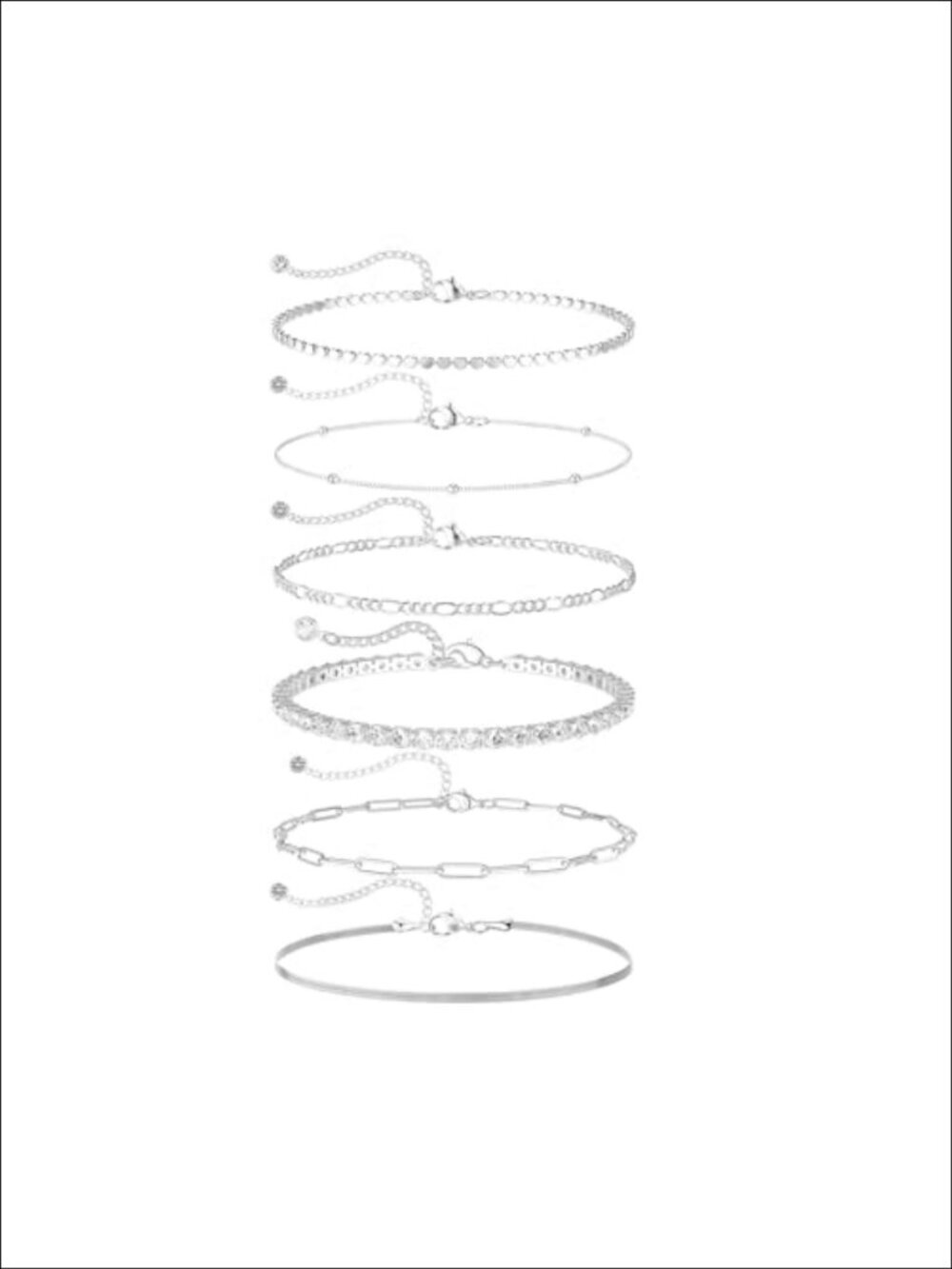 Sterling Silver Plated Bracelet Set Waterproof Adjustable Layered Stackable